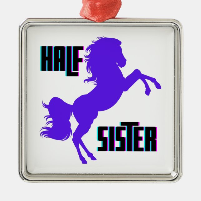 Half Sister Purple Pony Sibling Metal Tree Decoration (Front)