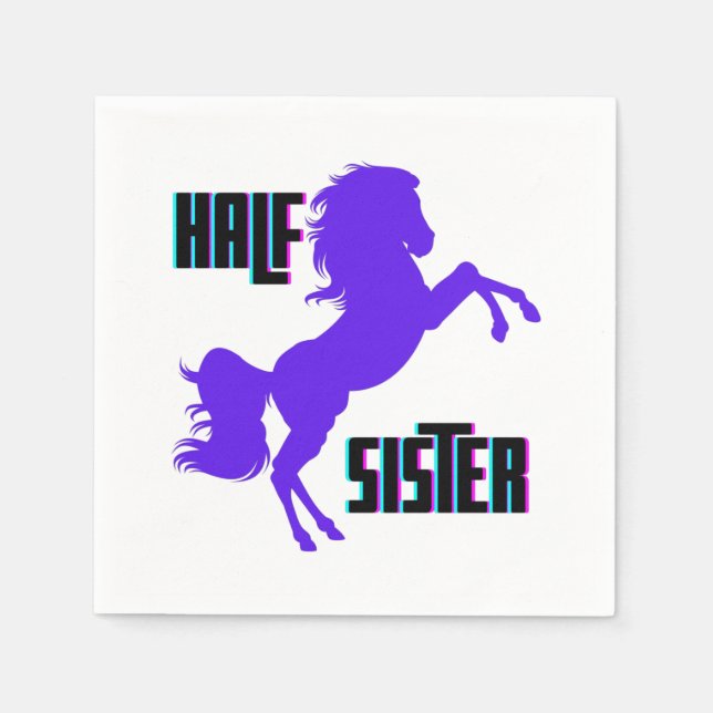 Half Sister Purple Pony Sibling Napkin (Front)