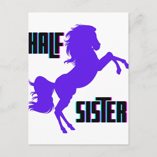 Half Sister Purple Pony Sibling Postcard (Front)