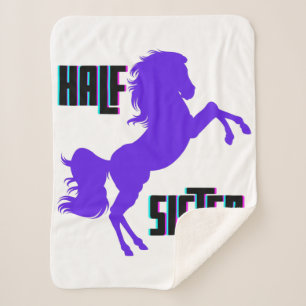 Half Sister Purple Pony Sibling Sherpa Blanket