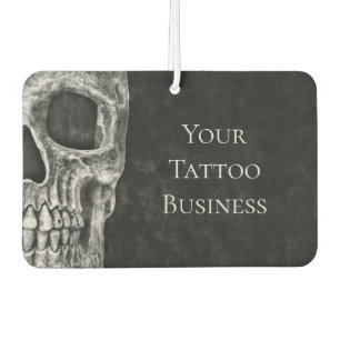Half Skull Head Gothic Black And White Tattoo Shop Car Air Freshener