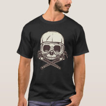Half skull in glasses with construction wrench