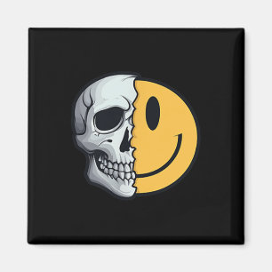 Half Skull Smile Face Rave Skeleton 70s 80s 90s Ta Magnet