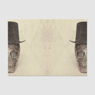 Half Skull With Top Hat Gothic Vintage Sepia Tissue Paper