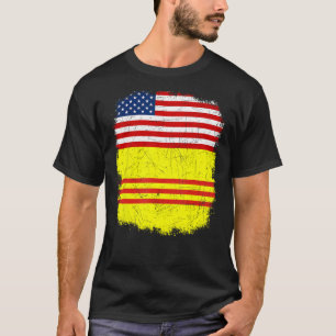 Half South Vietnamese American Flag Vintage USA Vi T-Shirt