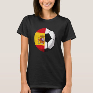 Half Spain Flag Half Football Soccer Futbol T-Shirt
