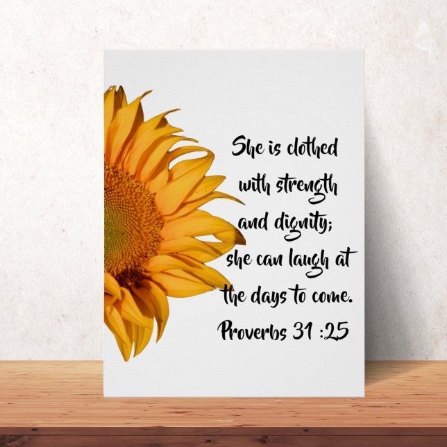Half Sunflower Proverbs 31:25 Bible Verse Custom Poster (Creator Uploaded)