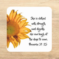 Half Sunflower Proverbs 31:25 Bible Verse Custom