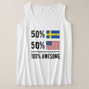 Half Swedish Half American Flag Sweden USA Plus Size Tank Top