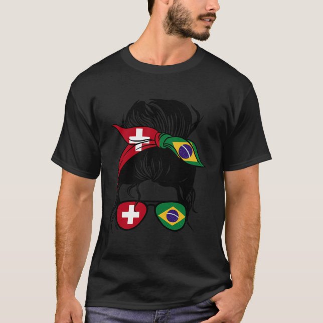 Half Swiss Half Brazilian Mix Switzerland And Braz T-Shirt (Front)