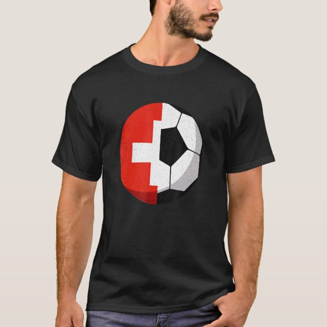 Half Switzerland Flag Half Football Soccer T-Shirt (Front)