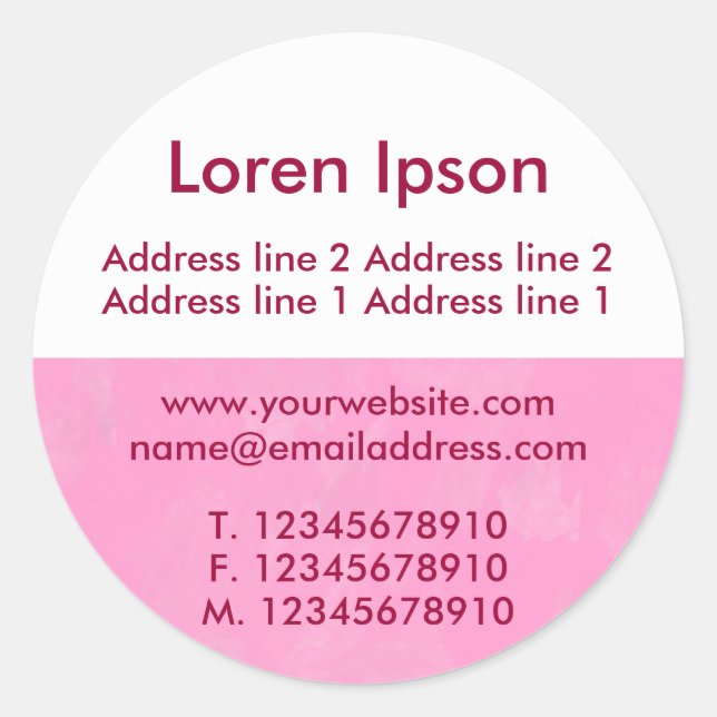 Half Texture and White 06 Business / Profile Classic Round Sticker (Front)