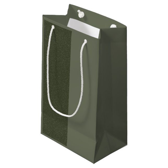 Half Textured Moss Green Gift Bag – Customisable (Front Angled)