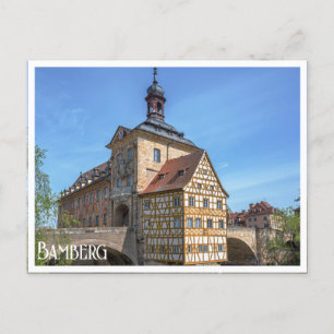Half-timbered house and bridge in Bamberg, Germany Postcard