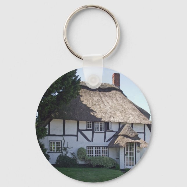 Half-Timbered Thatched Cottage Key Ring (Front)