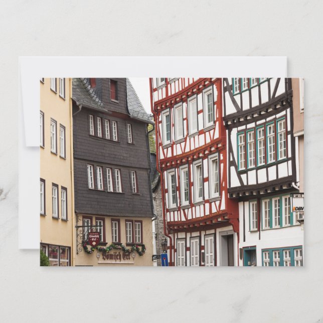 Half-timbered Town Buildings Thank You Card (Front)