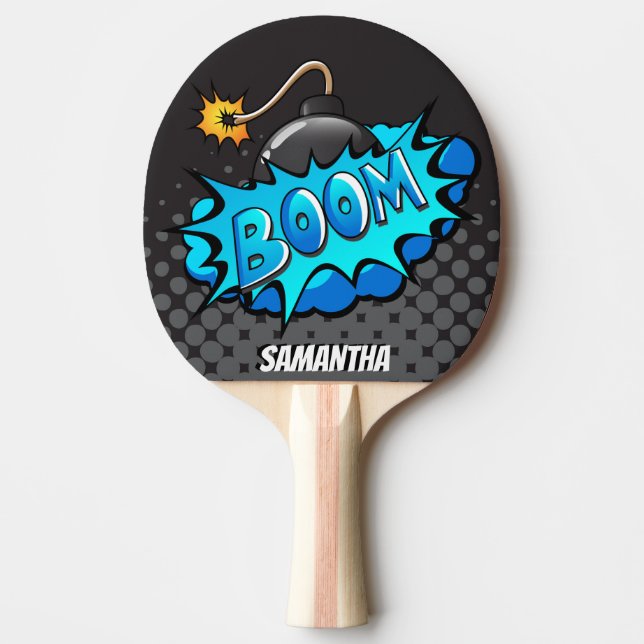 Half Tone Boom! Superhero Personalised Paddle (Front)