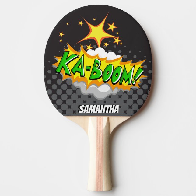Half Tone Ka-Boom! Superhero Personalised Paddle (Front)