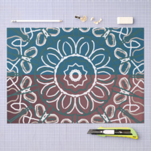 Half Toned Trendy Blue Mauve Lace Design Tissue Paper