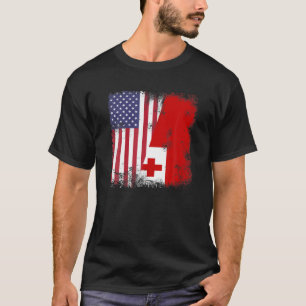 Half Tongan Flag Vintage Tonga USA Gift T-Shirt