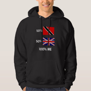 Half Trini Trinidad and Tobago Half UK Flag Pride  Hoodie