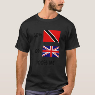 Half Trini Trinidad and Tobago Half UK Flag Pride T-Shirt