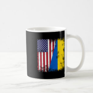 Half Ukrainian Flag Vintage Ukraine Usa Gift Coffee Mug