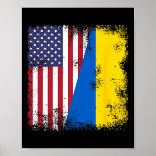 Half Ukrainian Flag Vintage Ukraine Usa Gift Poster