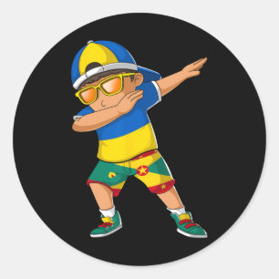 Half Ukrainian Grenadian Boy Ukraine Grenada Flag Classic Round Sticker