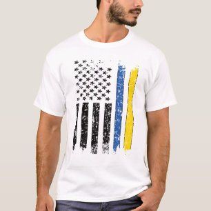 Half Ukrainian Half American Flag Ukraine USA T-Shirt
