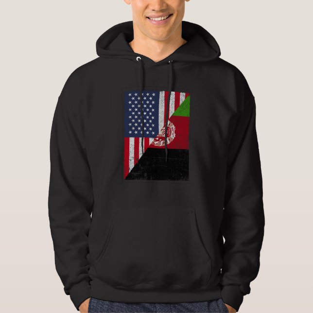 Half USA Flag Half Afghanistan Flag American Afgha Hoodie (Front)