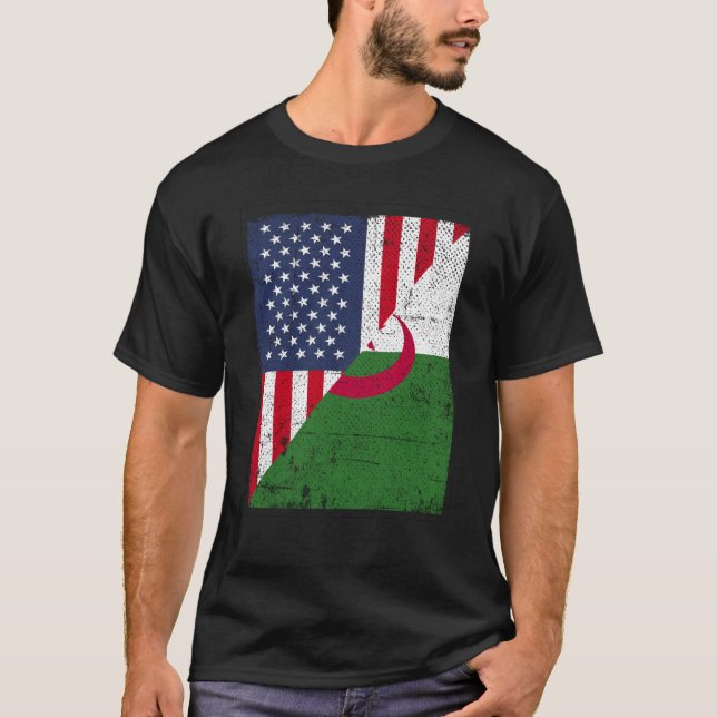 Half USA Flag Half Albania Flag American Albanian  T-Shirt (Front)