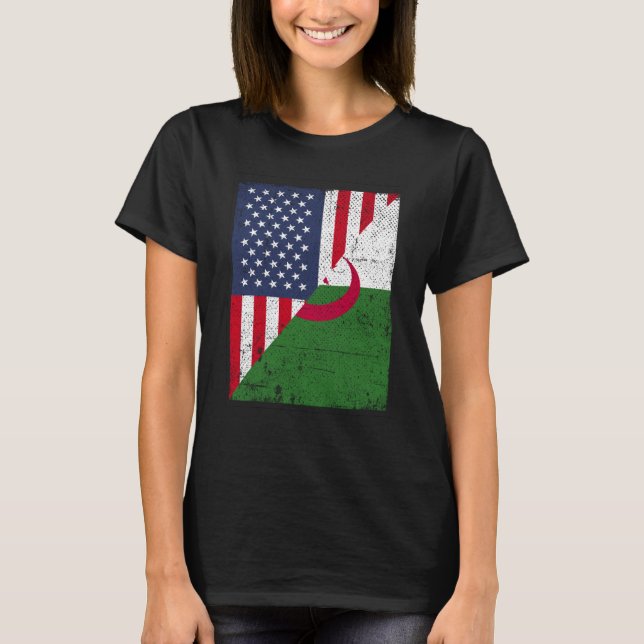 Half USA Flag Half Albania Flag American Albanian  T-Shirt (Front)