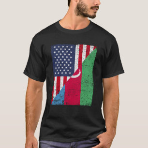 Half USA Flag Half Azerbaijan Flag American Azerba T-Shirt