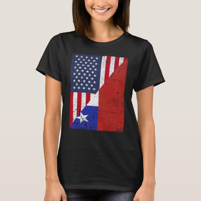 Half USA Flag Half Chile Flag American Chilean T-Shirt (Front)