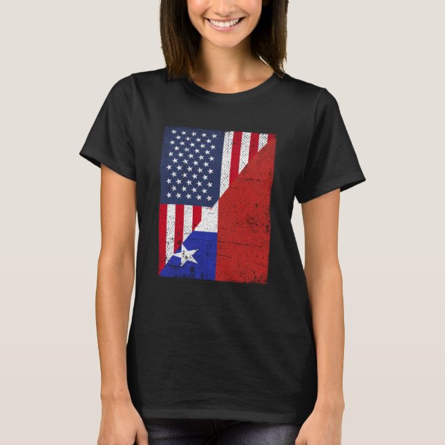 Half USA Flag Half Chile Flag American Chilean T-Shirt (Front)