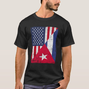Half USA Flag Half Cuba Flag American Cuban T-Shirt