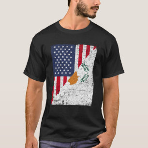 Half USA Flag Half Cyprus Flag American Cypriotic T-Shirt