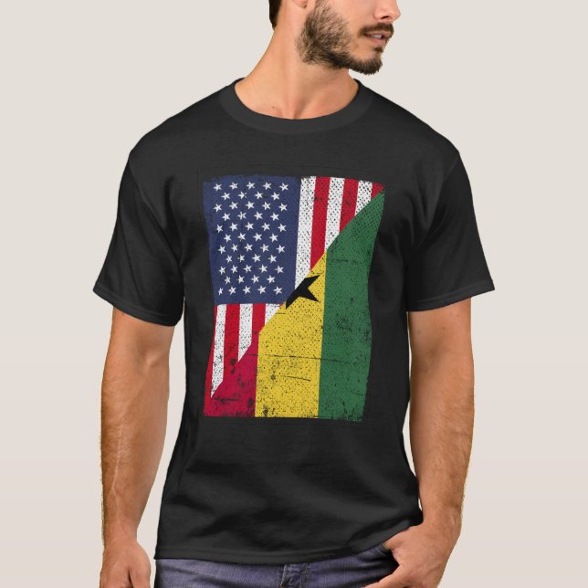 Half USA Flag Half Ghana Flag American Ghanaian T-Shirt (Front)