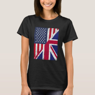 Half USA Flag Half Great Britain Flag American Bri T-Shirt