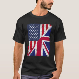 Half USA Flag Half Great Britain Flag American Bri T-Shirt