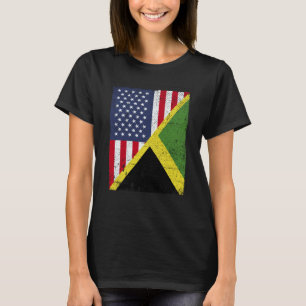 Half USA Flag Half Jamaica Flag American Jamaican T-Shirt