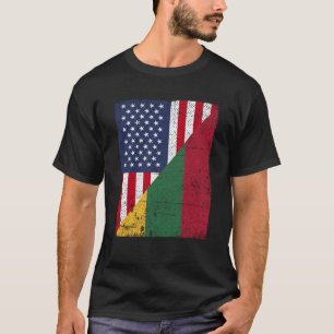 Half USA Flag Half Lithuania Flag American Lithuan T-Shirt