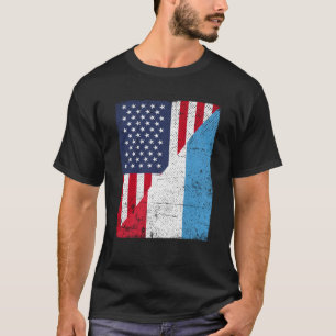 Half USA Flag Half Luxembourg Flag American Luxemb T-Shirt