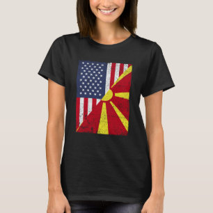 Half USA Flag Half Macedonia Flag American Macedon T-Shirt