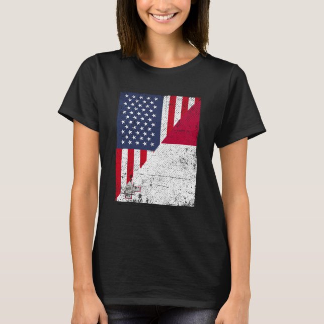 Half USA Flag Half Malta Flag American Maltese T-Shirt (Front)