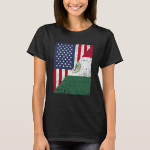 Half USA Flag Half Mexico Flag American Mexican T-Shirt