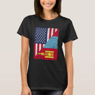 Half USA Flag Half Mongolia Flag American Mongolia T-Shirt