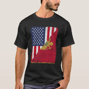 Half USA Flag Half Montenegro Flag American Monten T-Shirt