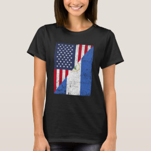 Half USA Flag Half Nicaragua Flag American Nicarag T-Shirt